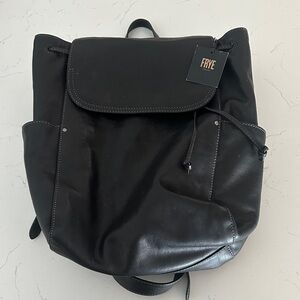 Frye Black Leather Backpack